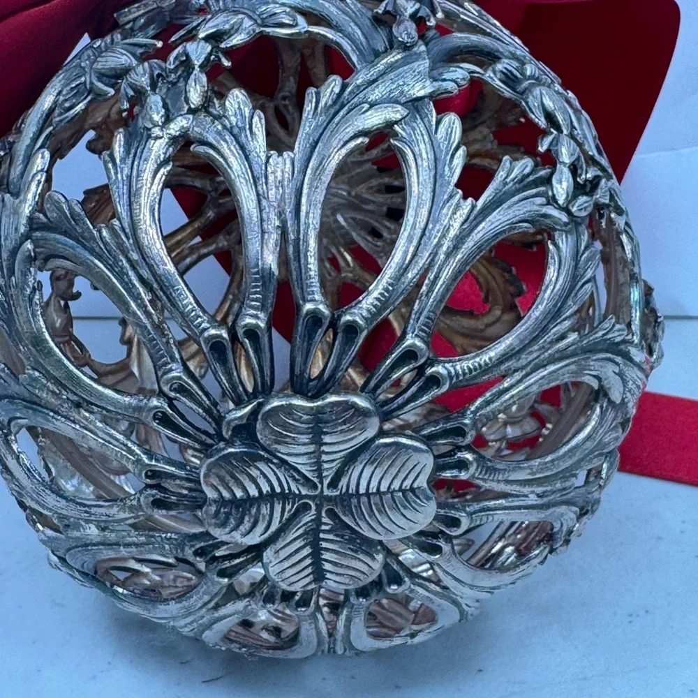 LaMaisonDuBac Silver Plated Brass Decorative Round Ball Portugal 4” Table Décor